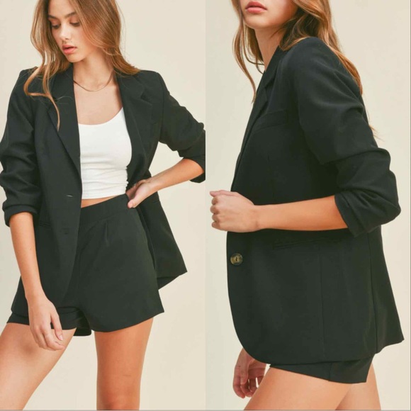 CHICBOMB Jackets & Blazers - BOYFRIEND BLAZER BUTTON JACKET - BLACK